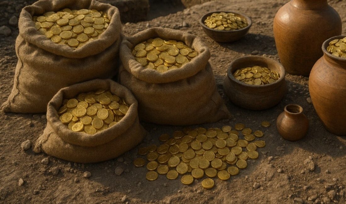 Yol çalışması yapan işçiler büyük hazineyi buldu Sıradan bir yol çalışması, kimsenin hayal bile edemeyeceği bir keşfe